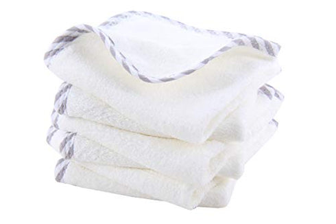 HIPHOP PANDA Hypoallergenic Bamboo Baby Washcloths - 2 Layer Ultra Soft Absorbent Bamboo Towel - Newborn Bath & Face Towel - Washcloths for Delicate Skin - Boy Girl Shower Gift (Gray Stripe, 6 Pack)
