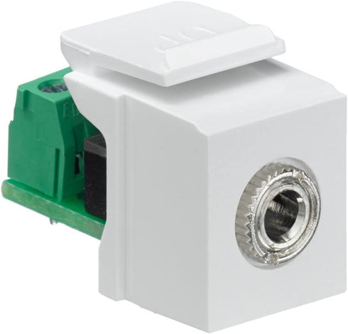 Leviton 40839-SWS QuickPort Snap-In Module with 3.5Mmm Stereo Jack, Female To Screw Terminal, White