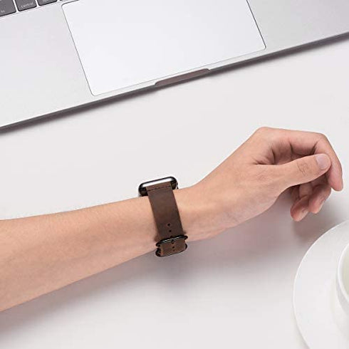 Vintage Leather Bands Compatible with Apple Watch Band 38mm 40mm 41mm 42mm 44mm 45mm 49mm,Genuine Leather Retro Strap Compatible for Men Women iWatch Ultra SE Series 8/7/6/5/4/3/2/1(Brown/Black)
