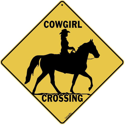 CROSSWALKS Cowgirl Crossing 12" X 12" Aluminum Sign (X339)