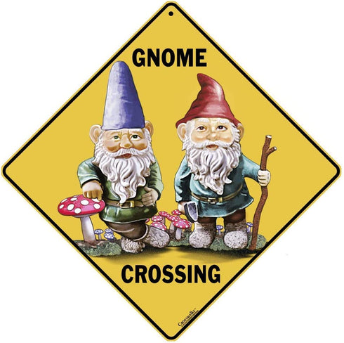CROSSWALKS Gnome Crossing 12" X 12" Aluminum Sign (X341)