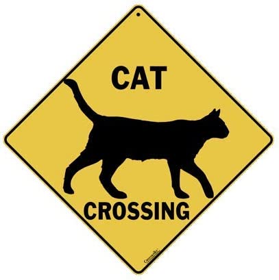 CROSSWALKS Cat Silhouette Crossing 12" X 12" Aluminum Sign (X311)