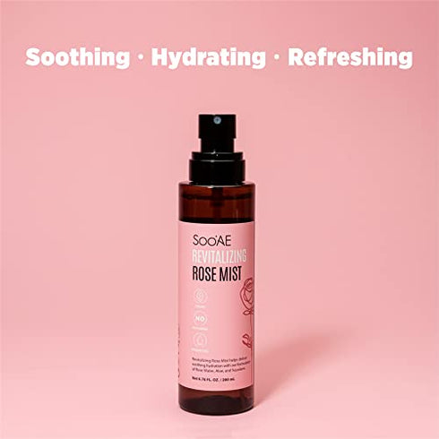 Soo'AE Revitalizing Rose Mist, Hydrating face Mist Spray with Rose Water Net 6.76 fl. Oz. / 200 ml, 1 Count - Alcohol Free Toner Facial Mist