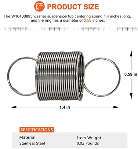 W10400895 Washer Suspension Tub Centering Spring by Beaquicy - Replacement for Ken-more Whirlpool Roper Crosley Washing Machine (4 Pack)