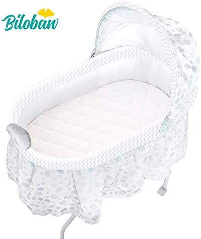 Bassinet Mattress Pad Cover Compatible with Delta Children Deluxe Sweet Beginnings Bedside Bassinet, Waterproof Mattress Protector, 2 Pack, Bamboo Surface