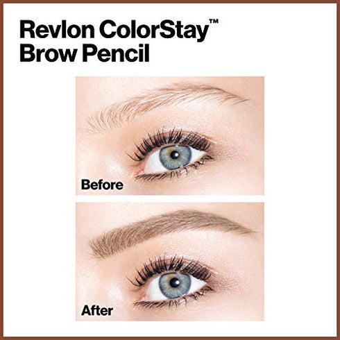 Eyebrow Pencil by Revlon, Colorstay Eye Makeup with Eyebrow Spoolie, Waterproof, Longwearing Angled Precision Tip, 210 Soft Brown, 0.01 Oz