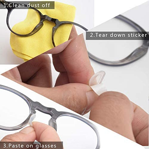 SMARTTOP 1.0mm Eyeglass Nose Pads 12 Pairs Stick On Silicone Anti-Slip Adhesive Nose Pads Cushions for Eyeglasses Sunglasses Thin Nose Pads (Clear)