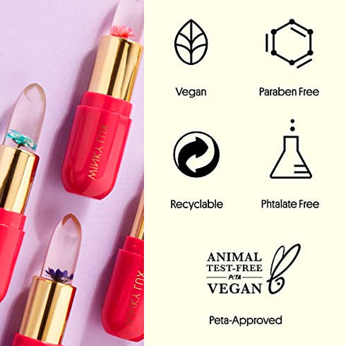 Winky Lux Flower Balm, Vegan Lip Balm and Lip Stain, pH Color Changing Lipstick, Vanilla Scented Pink Lip Tint with Real Chrysanthemum, Natural Lip Balm (Pink Flower)