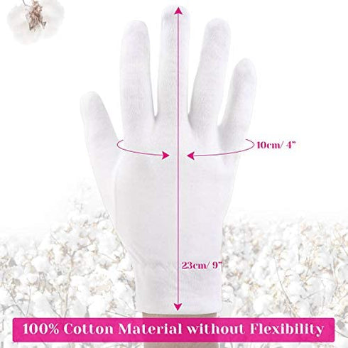 100 Percent Cotton Gloves for Dry Hands Eczema, Selizo 10 Pairs White Cotton Gloves for Women Dry Hands Moisturizing Cosmetic Sensitive Irritated Skin Spa
