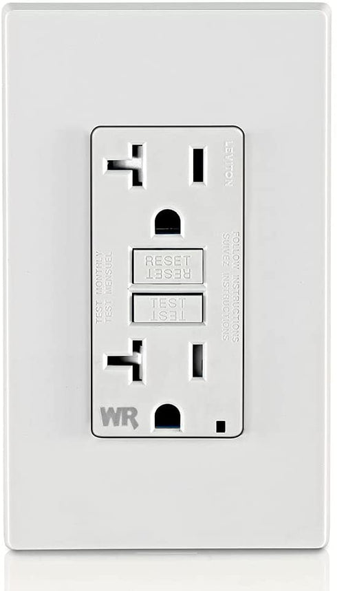 Leviton GFWT2-W Self-test SmartlockPro Slim GFCI Weather-Resistant and Tamper-Resistant Receptacle with LED Indicator, 20-Amp, White