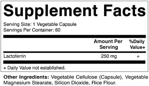 Vitamatic Lactoferrin 250mg (Apolactoferrin), 60 Vegetable Capsules - Promotes Healthy Immune Function*