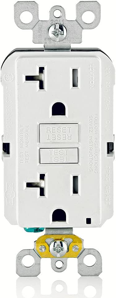 Leviton GFTR2-W Self-Test SmartlockPro Slim GFCI Tamper-Resistant Receptacle with LED Indicator, Wallplate Included, 20-Amp, White