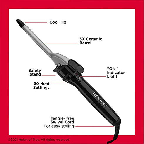 Revlon Perfect Heat Triple Ceramic Curling Iron | For Silky Smooth Spiral Curls (1/2 in)