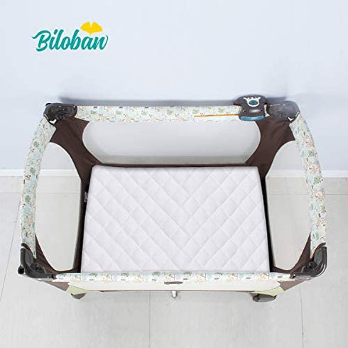 Pack N Play Playard Mattress Pad Cover for Pack and Play Mattress, Premium Bamboo Terry Surface, Smooth & Soft Mattress Covers for Mini / Portable Crib Mattress, White