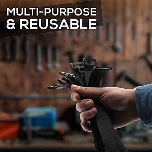 Reusable Cinch Straps 1”x 12”- Premium Multipurpose Quality Hook and Loop Safety Straps (15 Pack) (12 inch)