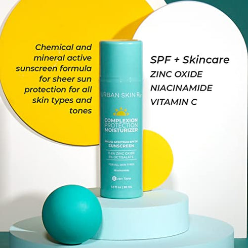 Urban Skin Rx® Complexion Protection Moisturizer SPF 30 | Sheer, Lightweight Cream Tones, Hydrates, and Provides Broad-Spectrum Sun Protection, Formulated with Squalane and Vitamin E | 1.7 Oz