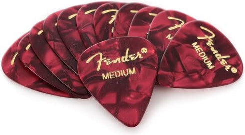 Fender Premium Celluloid Guitar Picks 351 Shape, Red Moto, Medium, 12-Pack