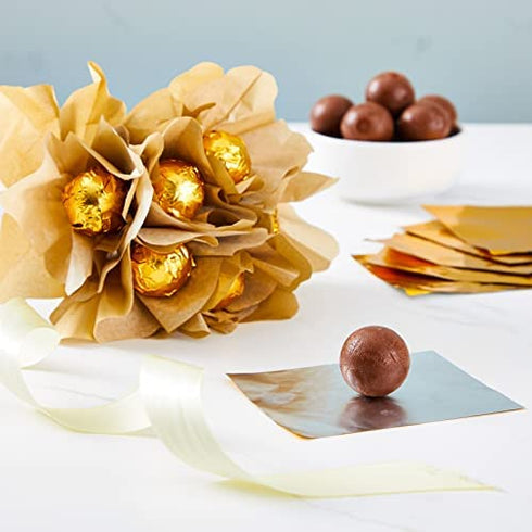 Juvale 100 Pieces Candy Bar Wrappers, Gold Aluminum Foil Wrapping Paper for Chocolate, Caramel, Sweets (6 x 7.5 in)