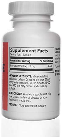 Zinc Sulfate 220 mg 100 Count Capsules | Dietary Supplement