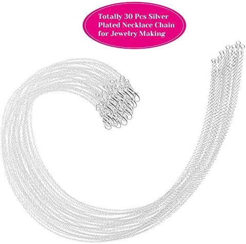 Selizo 30 Pack Jewelry Making Chains Necklace Chain Bulk Silver Plated Necklace Chains for Necklace Jewelry Making, 1.2 mm (24 Inches)