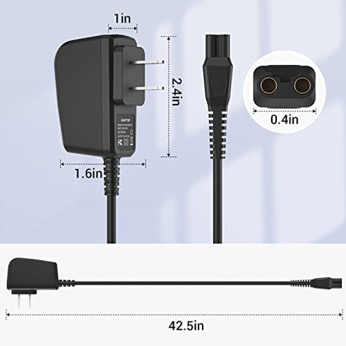 HQ8505 Norelco Charger Cord Fit for Philips Norelco HQ8505 7000 5000 3000 Series mg5750 mg7790 Electric Shaver Beard Trimmer Adapter Power Supply Charging Cord 15V AC Adapter Power Supply Cord