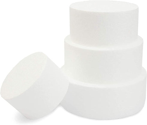 Round Foam Cake Dummy Set, 4 Tiers for Display, Arts and Crafts (White)