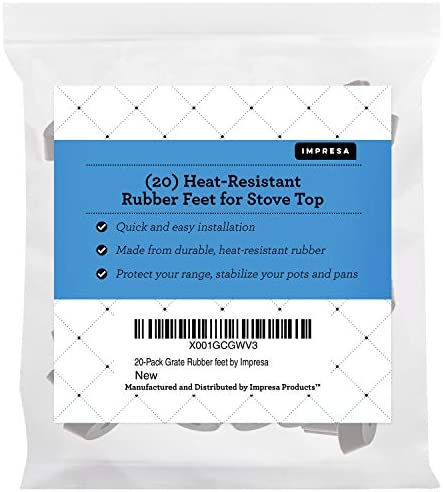 20-Pack of Viking Range - Compatible Grate Rubber Feet Bumpers - Heat-Resistant Material, Works with Many Gas Stove Burner Grates - Equivalent to PD040035 Foot - By Impresa Products