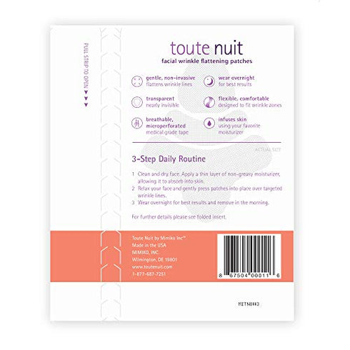 Toute Nuit Wrinkle Patches, Face Tape, Trial Pack - 3 Shapes Forehead, Around Eyes and Lips - 54 Patches