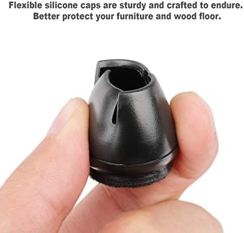 32Pack Anwenk Small Chair Leg Floor Protectors for 11/16” to 7/8” (17mm to 22mm) Round Chair Legs, 3/4" 7/8" Silicone Small Chair Leg Caps Covers Best Chair Leg Tips, Black