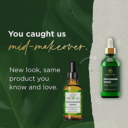Tree of Life Refining Niacinamide Serum (Vitamin B3) Facial Serum with Hydrating Hyaluronic Acid; Refine & Balance Skin + Minimize Pores, Clean Dermatologist-Tested Skin care, Bonus Size 2 Fl Oz
