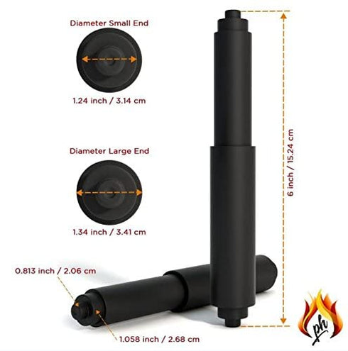 Black Toilet Paper Roller - Extra Long 7 inches Length - Toilet Paper Holder Roller Replacement- Plastic Toilet Paper Holder Replacement Rod - Toilet Paper Holder Spring Loaded fits Extra Large Tissue Rolls