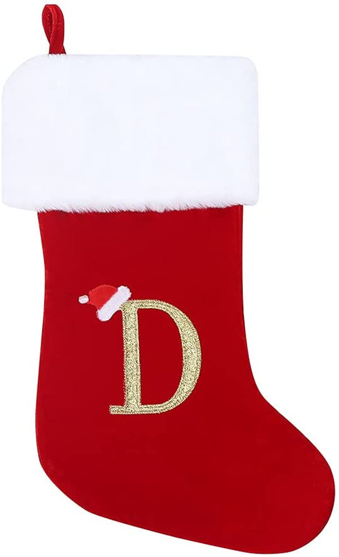 通用 Christmas Letter Stockings 20 Inches Soft Plush Monogram Xmas Rustic Personalized Stocking Embroidered Decoration for Decor