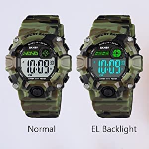 CakCity Boys Camouflage LED Sports Kids Watch Waterproof Digital Electronic Military Wrist Watches for Kids with Silicone Band Alarm Stopwatch Watches Age 5-10