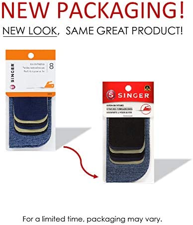 SINGER 00096 Iron-On Patches Combo, Repair Kit for Jeans and Pants, 8-Count