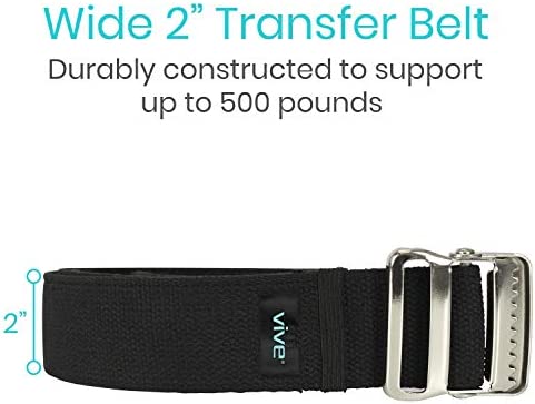 Vive Gait Belt (60 Inch) - Transfer Assist Device for Seniors, Elderly, Bariatric, Occupational and Physical Therapy - Medical Nursing Safety