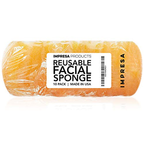 10 Pack Facial Sponge for Daily Cleansing and Gentle Exfoliating - Buff Puff Style Exfoliating Pads for Removing Dead Skin, Dirt and Makeup - Reusable Puf, Made in The USA