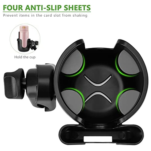 Suranew Stroller Cup Holder with Phone Holder/Organizer, Universal Bike Cup Holder, 2-in-1 Cup Holder for Walker, Bike, Wheelchair, Walker