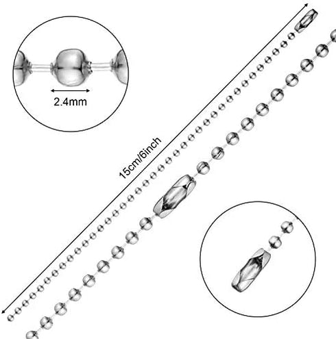WILLBOND 150 Pieces Shower Curtain Hooks Bathroom Shower Curtain Rings Chain Keychain Ball Key Rings, 6 Inch (Silver)