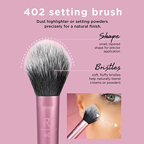 Real Techniques Makeup Brush Set with 2 Sponge Blenders, Multiuse Brushes, For Eyeshadow, Foundation, Blush, Highlighter, and Concealer, 6 Piece Makeup Brush Set