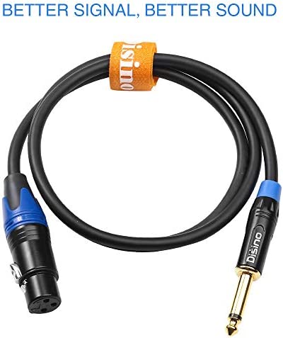 Disino Female XLR to 1/4 Inch (6.35mm) TS Mono Jack Microphone Cable, Unbalanced 3 Pin XLR Female to Quarter inch TS Plug Mic Cord for Dynamic Microphone - 6.6 Feet/2 Meters