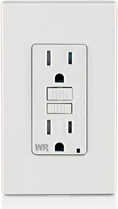 Leviton GFWT1-W Self-Test SmartlockPro Slim GFCI Weather-Resistant and Tamper-Resistant Receptacle with LED Indicator, 15-Amp, White