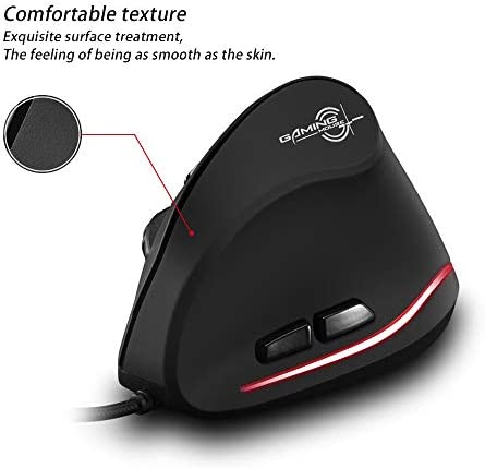 ZLOT Wired Vertical Mouse,Ergonomic Design USB LED Optical Mouse with 6 Buttons and 4 Adjustable Sensitivity 1200/1600/2400/3200 DPI for Office, Gaming, PC, Computer,Laptop,Desktop,Black …