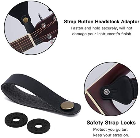 tifanso Guitar Strap, Soft Cotton Guitar Straps With 3 Pick Holders, Strap Button Headstock Adaptor, 1 Pair Strap Locks and 3 Guitar Picks Set For electric/Acoustic Guitar