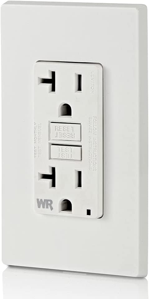 Leviton GFWT2-W Self-test SmartlockPro Slim GFCI Weather-Resistant and Tamper-Resistant Receptacle with LED Indicator, 20-Amp, White
