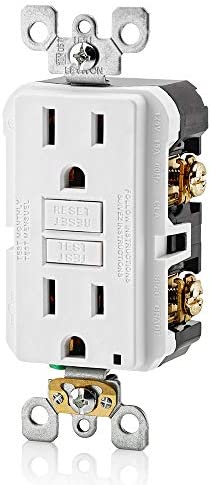 Leviton GFNT1-W Self-Test SmartlockPro Slim GFCI Non-Tamper-Resistant Receptacle with LED Indicator, Wallplate Included, 15-Amp, White