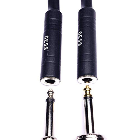 CESS-020 1/4 Inch TS to Dual Banana Plug Speaker Adaptor, 6 Inch - Mono 6.35mm Female Jack to Banana Cable - 2 Pack