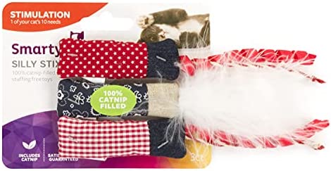 SmartyKat (3 Count Silly Stix Sparklers Catnip Cat Toys - Blue/Red, 3 Count