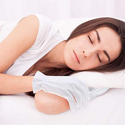 100 Percent Cotton Gloves for Dry Hands Eczema, Selizo 10 Pairs White Cotton Gloves for Women Dry Hands Moisturizing Cosmetic Sensitive Irritated Skin Spa