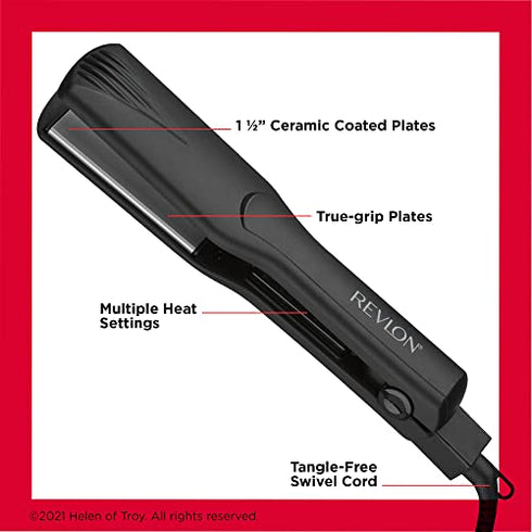 Revlon Smooth and Straight Ceramic Flat Iron | Fast Results, Smooth Styles (1-1/2 in)