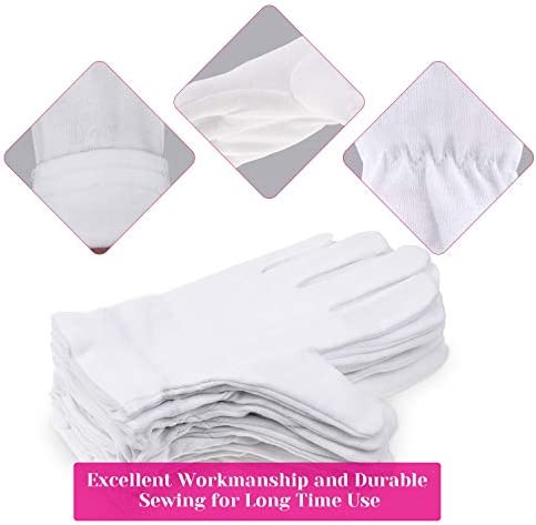 100 Percent Cotton Gloves for Dry Hands Eczema, Selizo 10 Pairs White Cotton Gloves for Women Dry Hands Moisturizing Cosmetic Sensitive Irritated Skin Spa